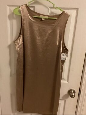 Michael Kors - Sleeveless Metallic Gold Shift Dress